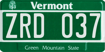 VT license plate ZRD037