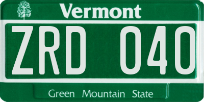 VT license plate ZRD040