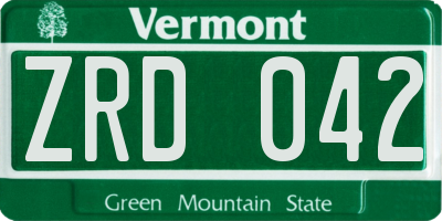 VT license plate ZRD042