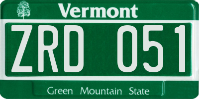 VT license plate ZRD051