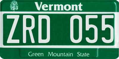 VT license plate ZRD055