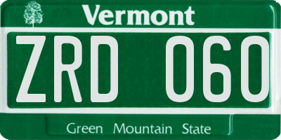 VT license plate ZRD060