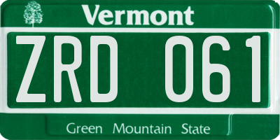 VT license plate ZRD061