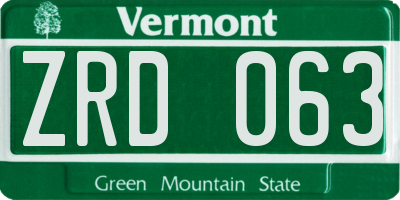 VT license plate ZRD063