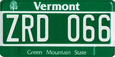 VT license plate ZRD066
