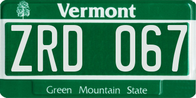 VT license plate ZRD067