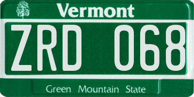 VT license plate ZRD068