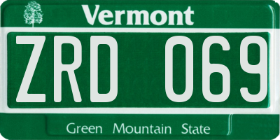 VT license plate ZRD069