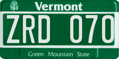 VT license plate ZRD070
