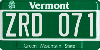 VT license plate ZRD071