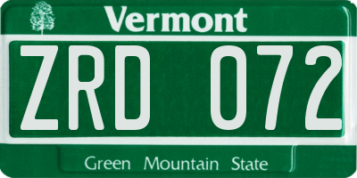VT license plate ZRD072