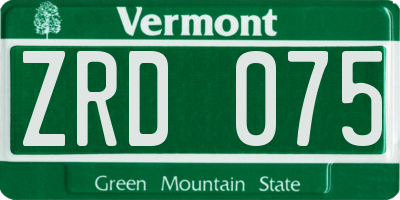 VT license plate ZRD075