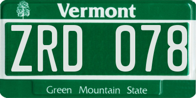 VT license plate ZRD078