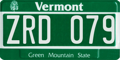 VT license plate ZRD079