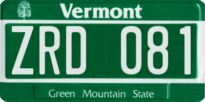 VT license plate ZRD081