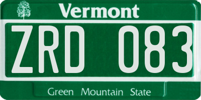 VT license plate ZRD083