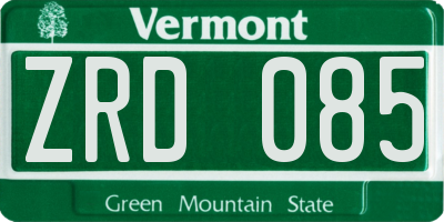 VT license plate ZRD085