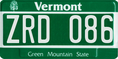 VT license plate ZRD086
