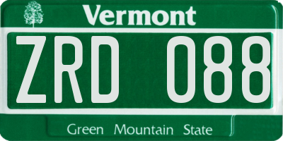 VT license plate ZRD088