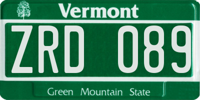 VT license plate ZRD089