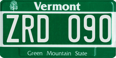 VT license plate ZRD090