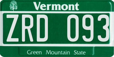 VT license plate ZRD093