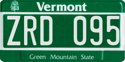 VT license plate ZRD095