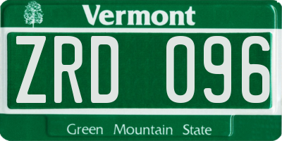 VT license plate ZRD096