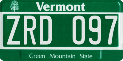 VT license plate ZRD097