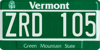 VT license plate ZRD105