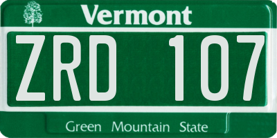 VT license plate ZRD107