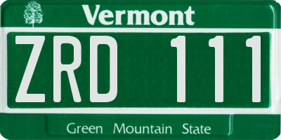 VT license plate ZRD111