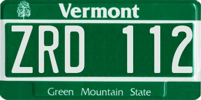 VT license plate ZRD112