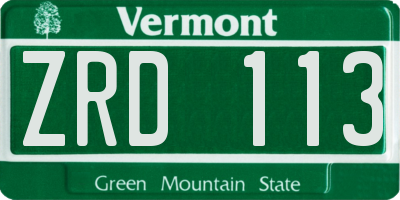 VT license plate ZRD113
