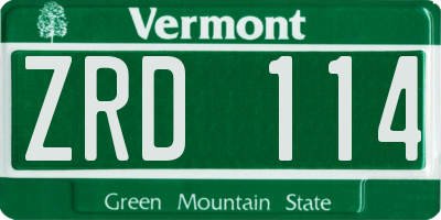 VT license plate ZRD114