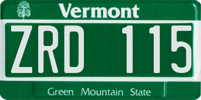 VT license plate ZRD115