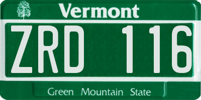 VT license plate ZRD116
