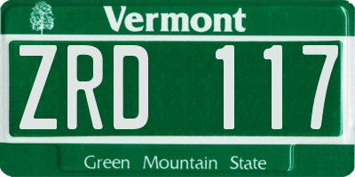 VT license plate ZRD117