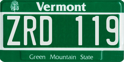 VT license plate ZRD119
