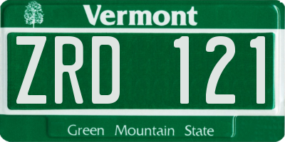 VT license plate ZRD121