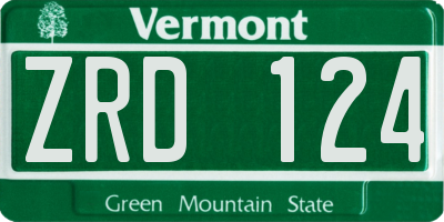 VT license plate ZRD124