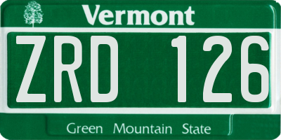 VT license plate ZRD126