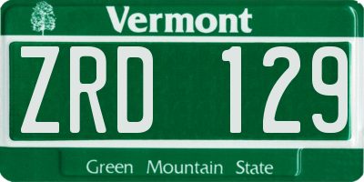 VT license plate ZRD129