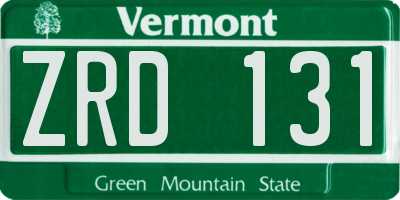 VT license plate ZRD131