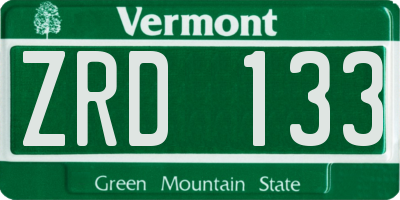 VT license plate ZRD133
