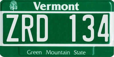 VT license plate ZRD134