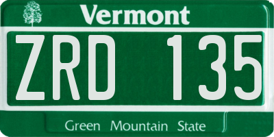 VT license plate ZRD135