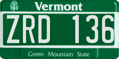 VT license plate ZRD136