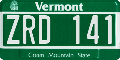 VT license plate ZRD141