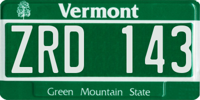 VT license plate ZRD143